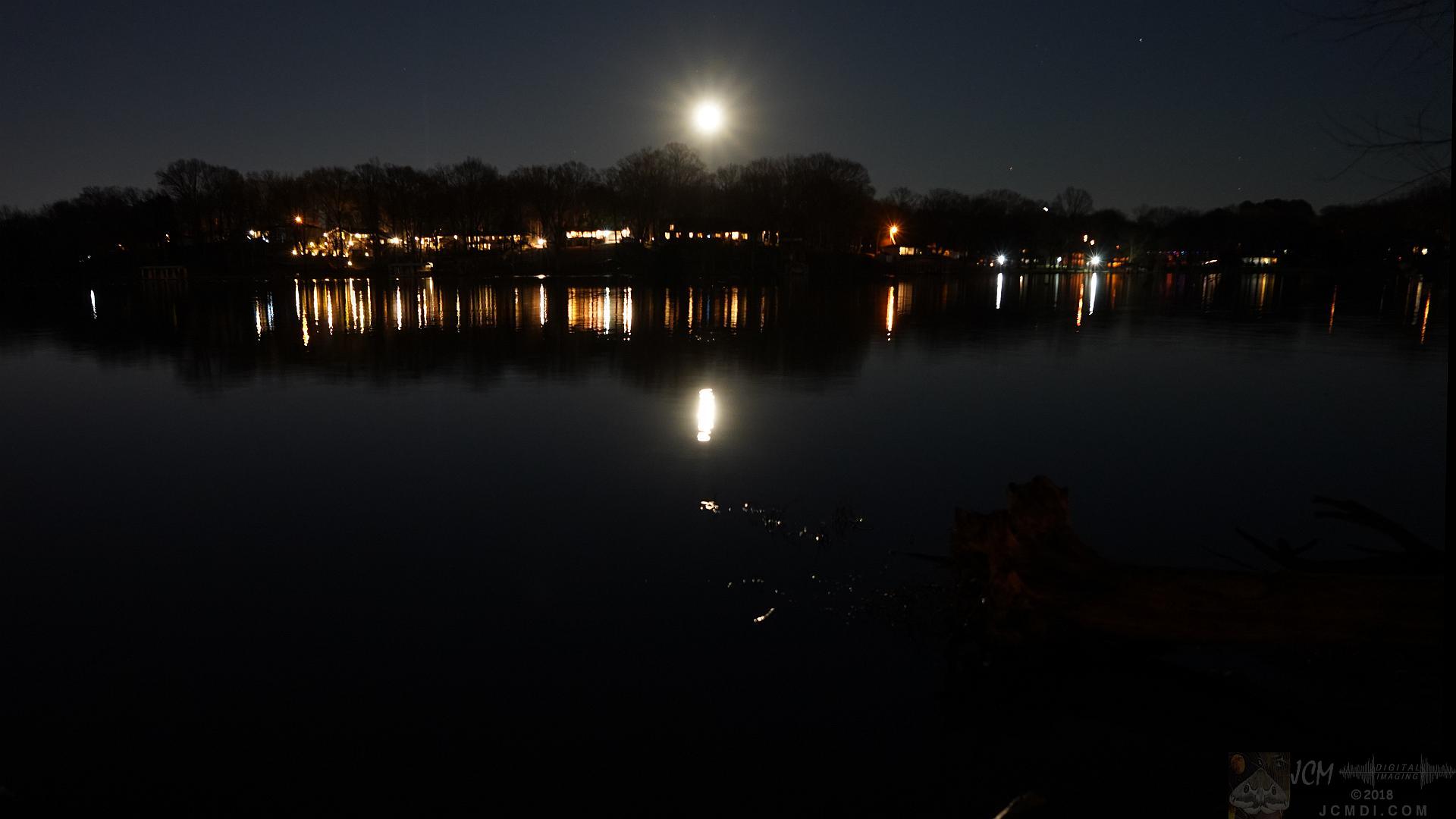 Old Hickory Lake night solstance moon rise